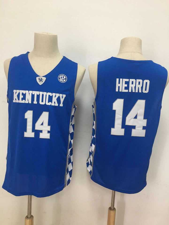 Kentucky Wildcats 14 Tyler Herro Royal College Basketball Jersey,We sell and wholesale Kentucky Wildcats 14 Tyler Herro Royal College Basketball Jersey on line form chian!